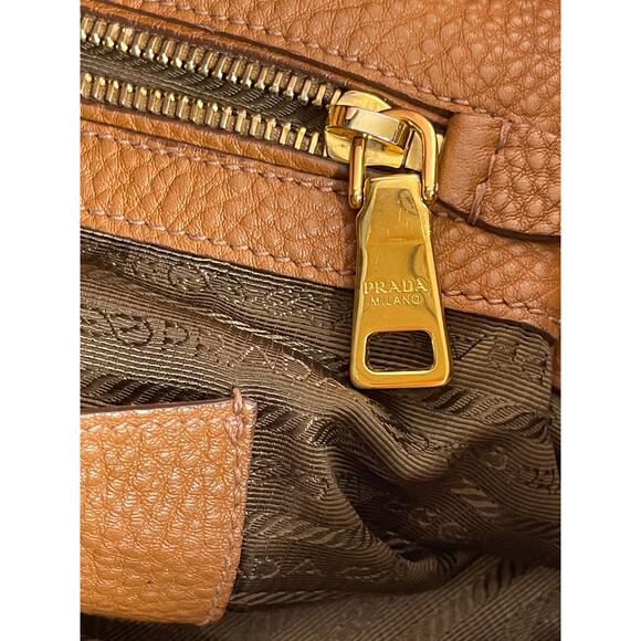 Prada Palissandro Side Zip Pebbled Leather Hand Satchel Bag Tote - Picture 14 of 16